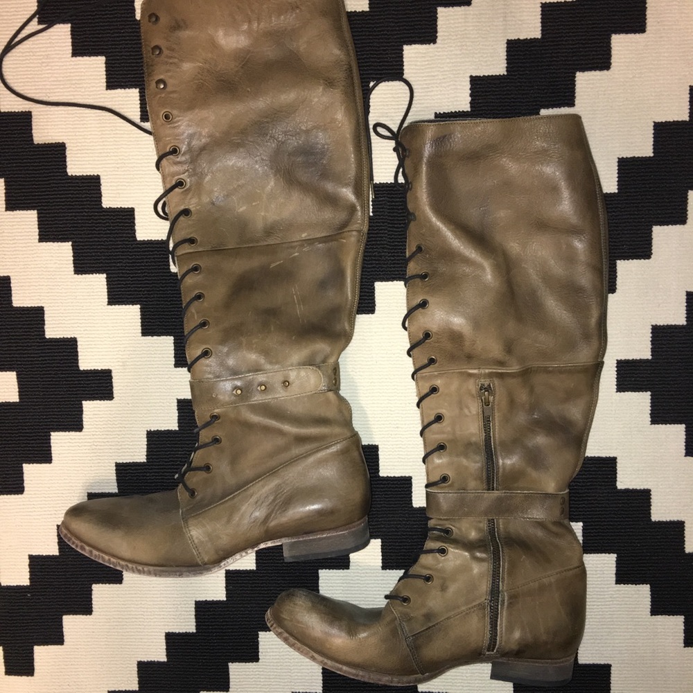 Free People Leather lace-up boots